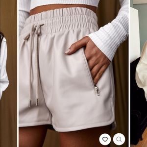 Presley Beige Vegan Leather Shorts